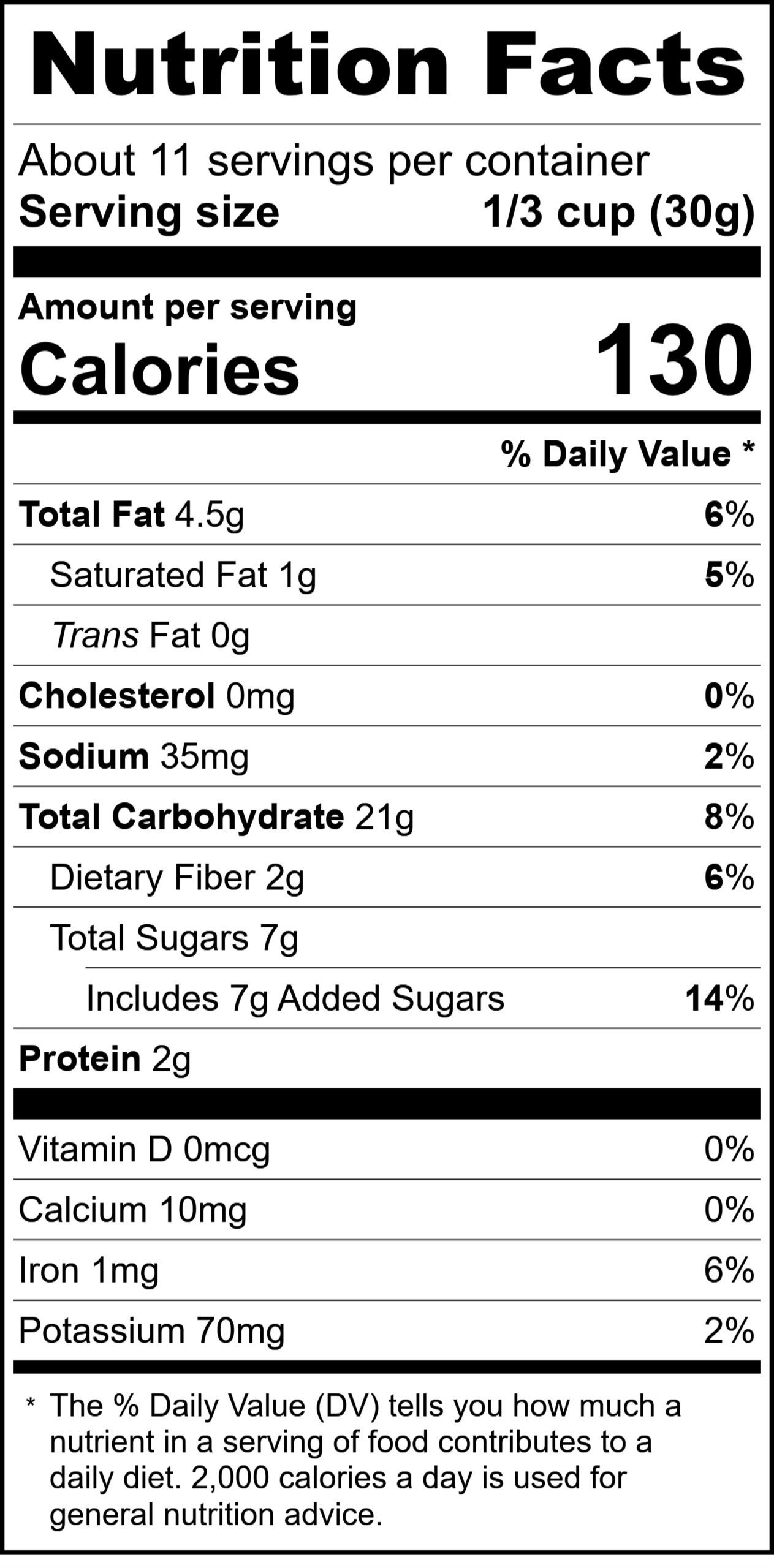 Final, Bakeshop Bliss Granola, Monster Cookie, 1-20-2021 RecipeFormula Nutrition Labels