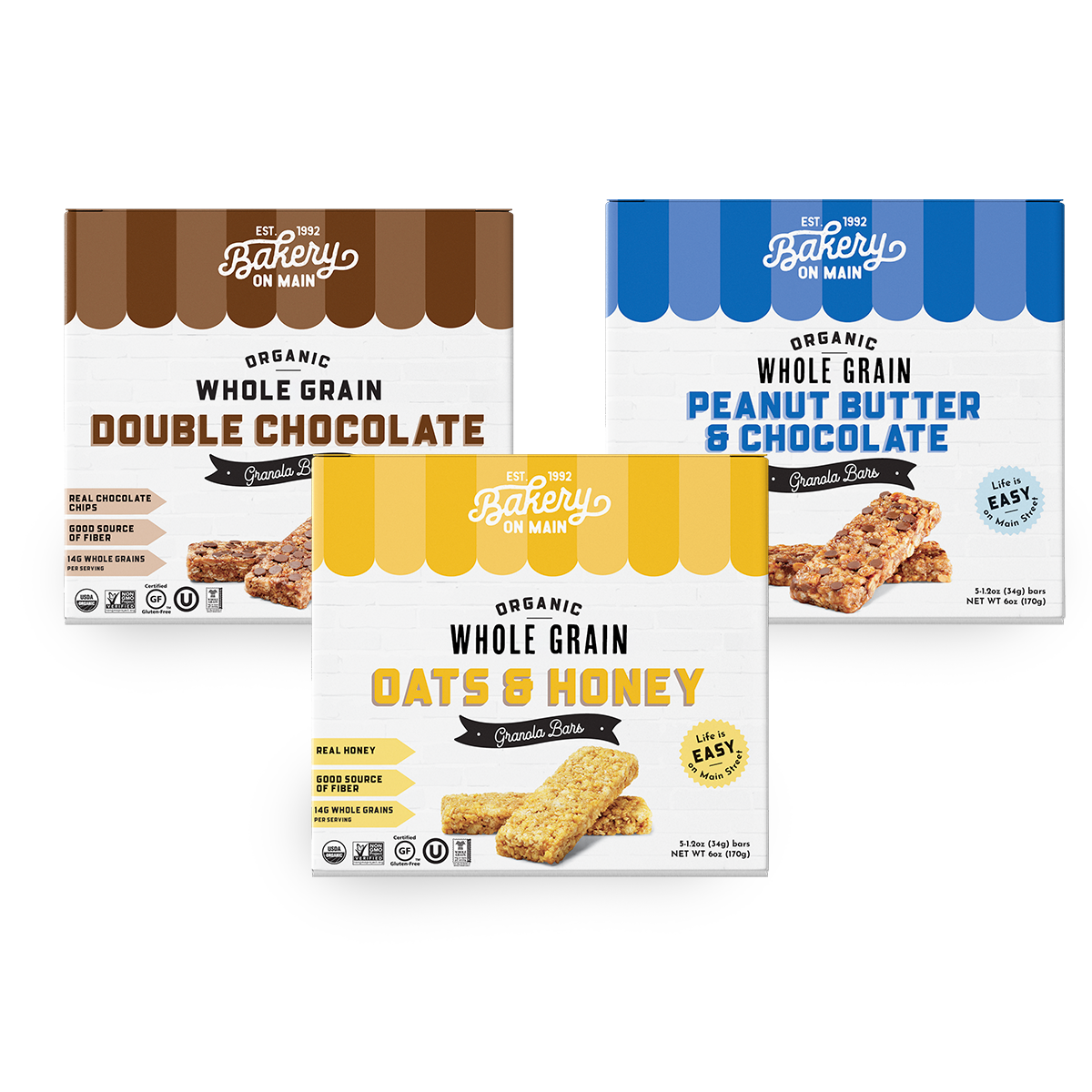 Set of three product granola bar